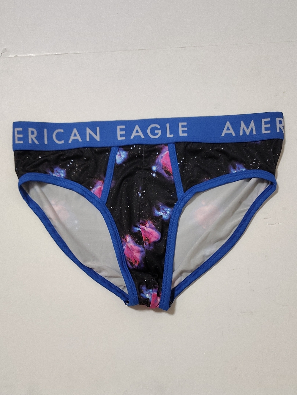 Rare American Eagle Outfitters Black Galaxy Men's Briefs with Blue Trim - Size M